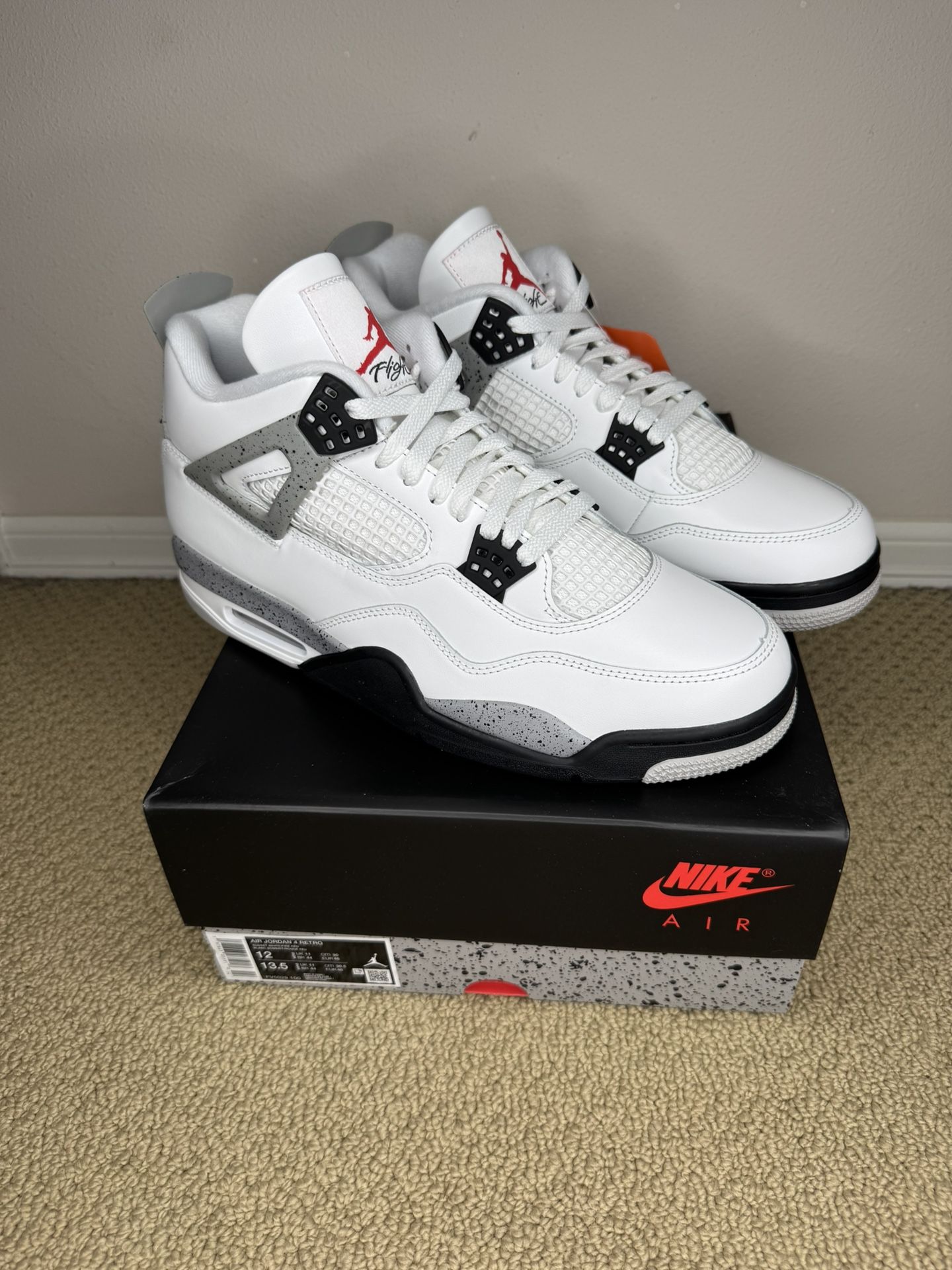 PRICE FIRM Air Jordan 4 Retro White Cement Basketball Shoes (Men’s Size 12)