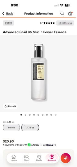 Brand new cosrx snail 96 mucin power essence 3.38oz