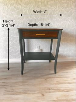 Entryway Table ~ Modern Refinished Solid Wood | Dark Green & Walnut Finish