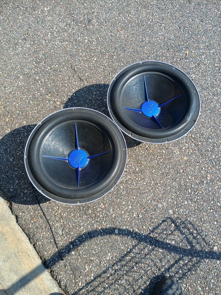 Pair Of Power Acoustic 3000 W Max Mofo152X 15" DVC 2 Ohm Subwoofers