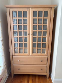Levitz Light Wood Media Armoire & Storage Cabinet