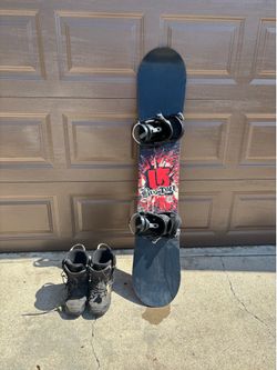 Burton snowboard and salomon boots