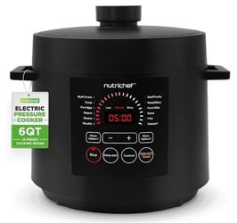 NutriChef Electric Pressure Cooker 6 Quart with Adjustable Time and Temperature New, Open Box