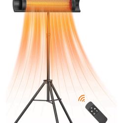Outdoor Patio Heater, Luwior 1500W Electric Infrared Heater with Remote, 3 Modes, 24H Timer Auto Shut Off, Wall-mounted/Tripod For Garage Backyard