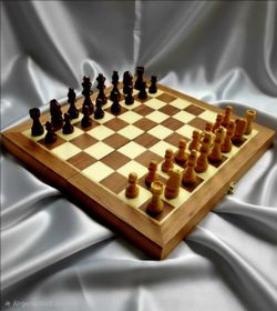 Wooden Chess Set 12" Folding Travel Wooden Pieces and Board