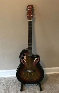 Full Size Oval Shape Acoustic Electric Guitar with Bluetooth Radio Amplifier Speaker And Lights For Bands Practice And Events