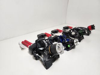 4pcs Probe Shiny, Ultrafire, XHP50 and Blue 3-Zoom T6 LED Rechargeable Headlight