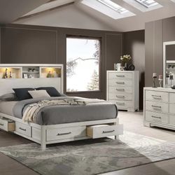 Brand New Antique White 4pc Queen Bedroom Set (Available In Eastern King)