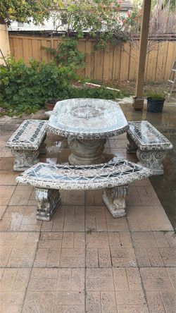 Concrete Mosaic Patio Table Set