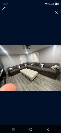 XL Sectional 10 Person Gray Fabric.  Feather Filled.