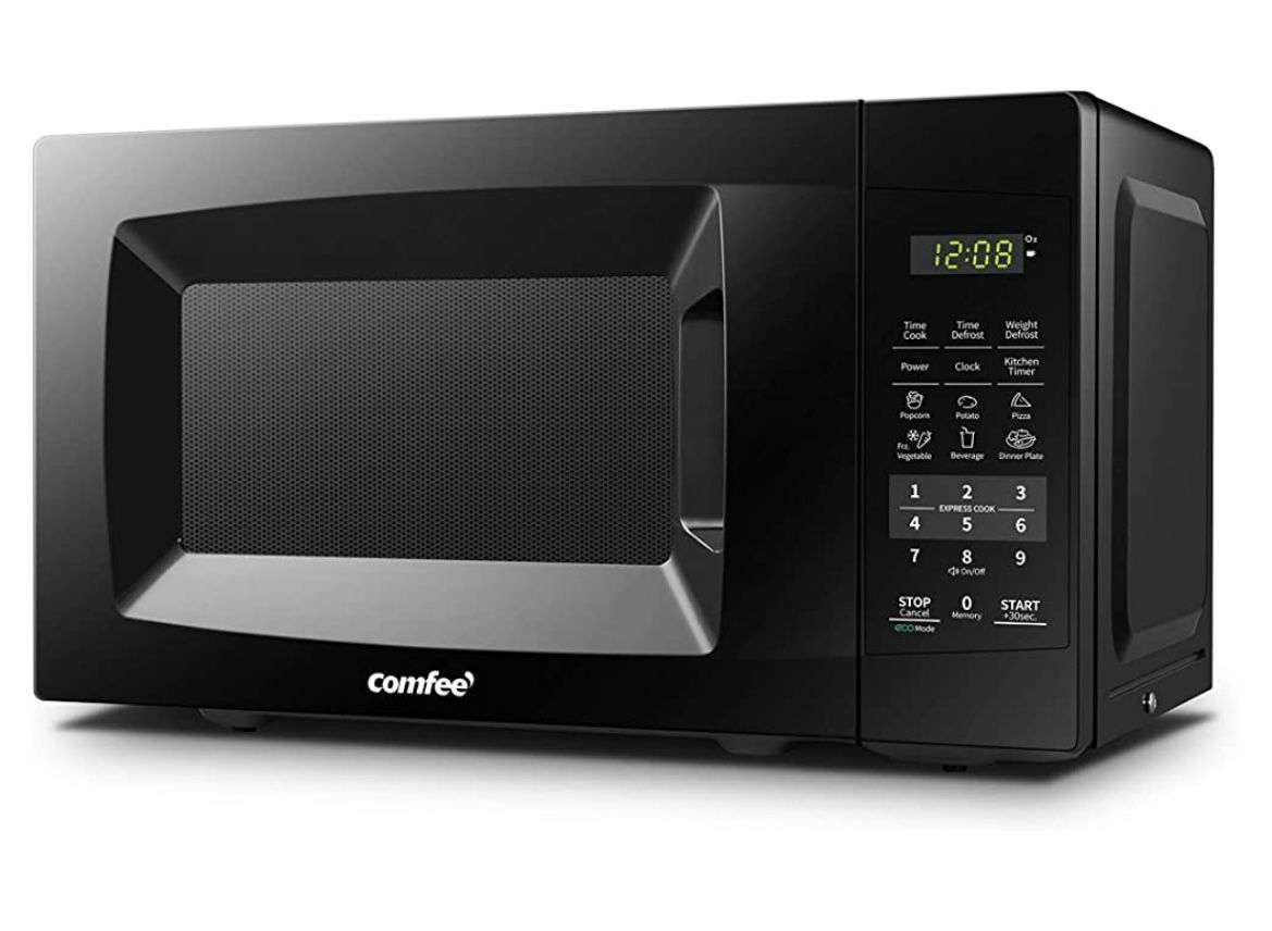 COMFEE' EM720CPL-PMB Countertop Microwave Oven with Sound On/Off, ECO Mode and Easy One-Touch Buttons, 0.7cu.ft, 700W, Black