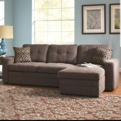 New! Small Tufted Sectional with Contemporary Style, Storage & Pull Out Bed in Charcoal $39 Down (NO CREDIT CHECK FINANCING)