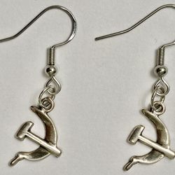 Vintage / Retro Soviet Hammer And Sickle Sterling Silver Earrings!!!