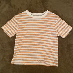 Quicksilver Neon And Cream Striped Tshirt 