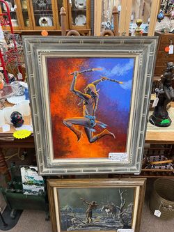 Sacred Navajo Fire Dance Oil Painting by Fred Cleveland