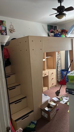Kids Loft Bed with Stairs and Storage