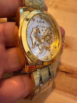 LEIX Gold Tiger Skeleton Watch