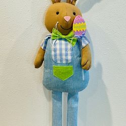 Standing Easter Country Boy Bunny Holding Sign 29 Inches Tall