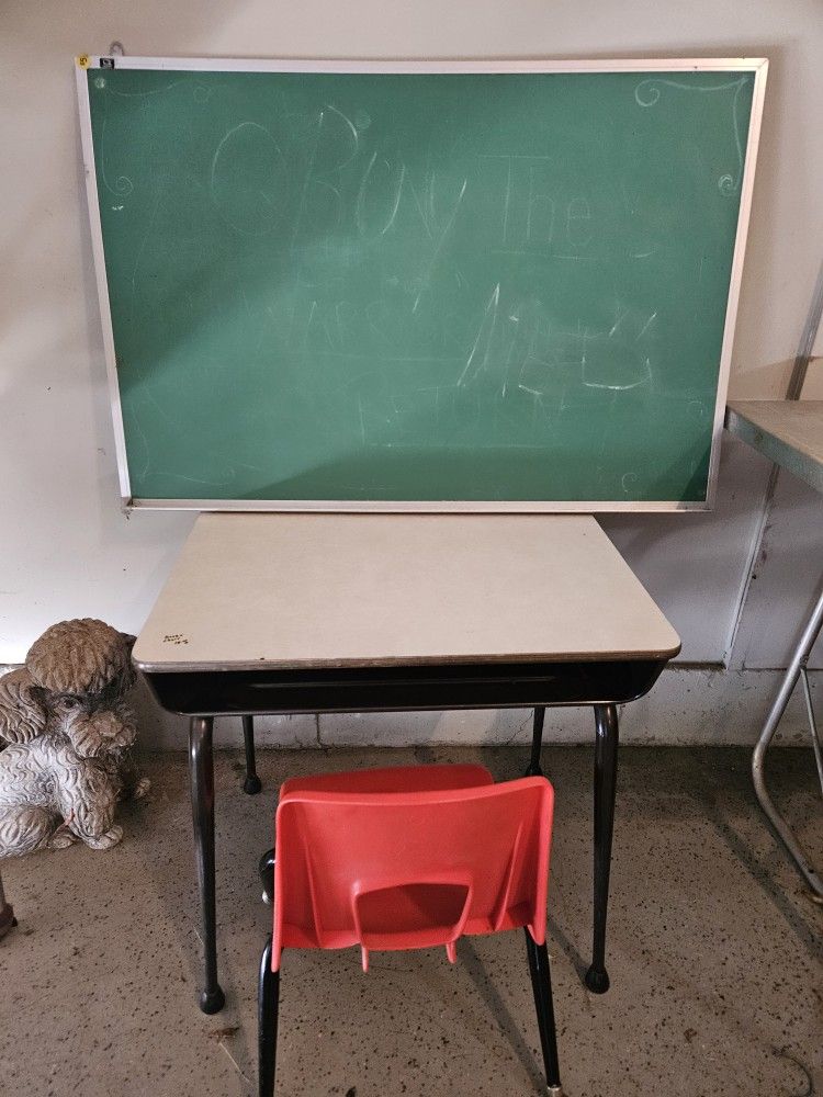 Child's Desk,  Chair and Blackboard 