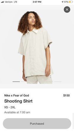 Nike X Fear Of God Shooting Shirt Size L Oatmeal