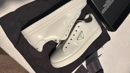 Prada White Leather Sneakers – Size 38 EU – Excellent Condition