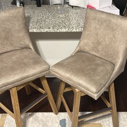 Brand New Beige Microsuede Counter Stools (Set of 2) - Never Used