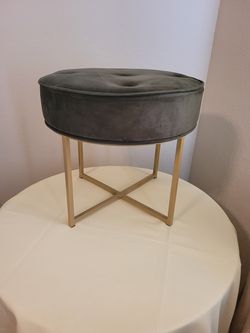 Tuffed Button Dark  Green Velvet  Like Bench Stool