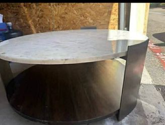 CB2 Brett Marble Coffee Table – Solid Marble – Modern Round $200 OBO