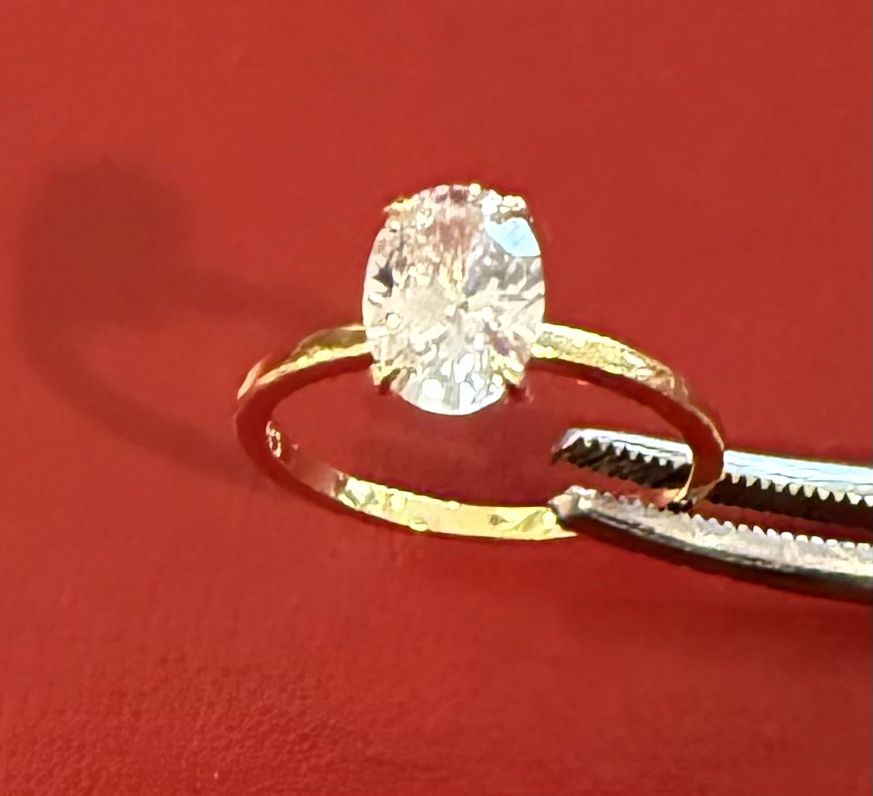 925 Sterling Silve 1 CT Zircon Oval Engagement Rinv