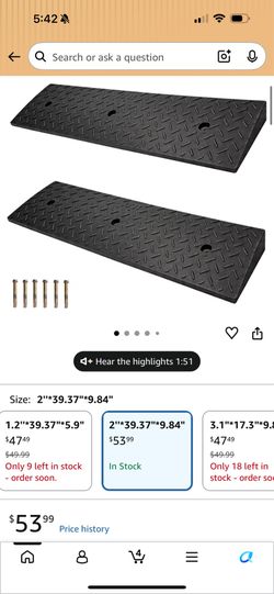 Curb Ramp 2" Rise Rubber Curb Ramps for Driveway Curb