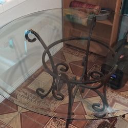 Glass table and 3 chairs