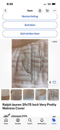 Ralph Lauren Matress Cover 39 X 75” Like New
