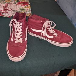 Burgundy Woman's High Top Vans