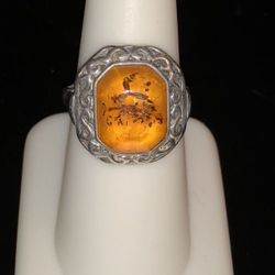 Ring 💍 Silver 925 with Amber, Size 6.5 ID 4.2 $45