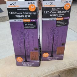 2 Halloween light up trees