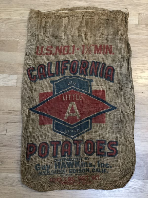 Vintage Potato Burlap Sack Bag ~ California Little A Brand Potatoes ...