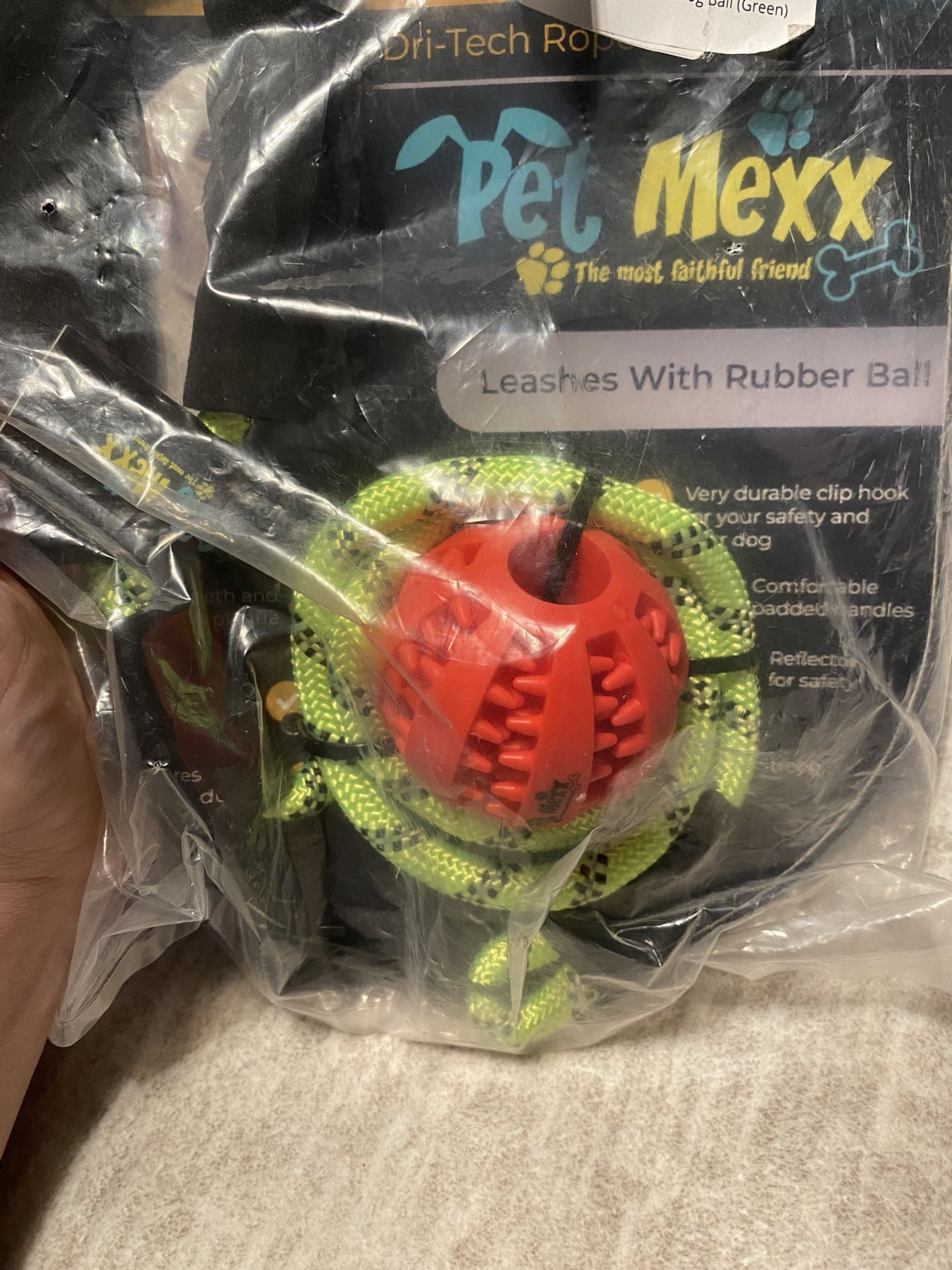 dog Leash With Rubber Ball 