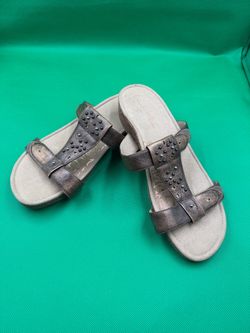 Aetrex Metallic Bronze Stud Slide Mules