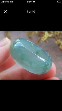 Certificate Jadeite Jewelry Jade luck Green Thick Ring Size11.5