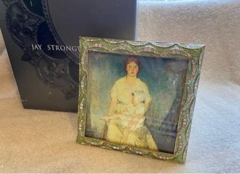 Jay Strongwater Green Enamel Crystal Photo Frame