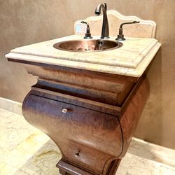 bombe-style sink vanity made by Kerns-Wilcheck (Tennessee)