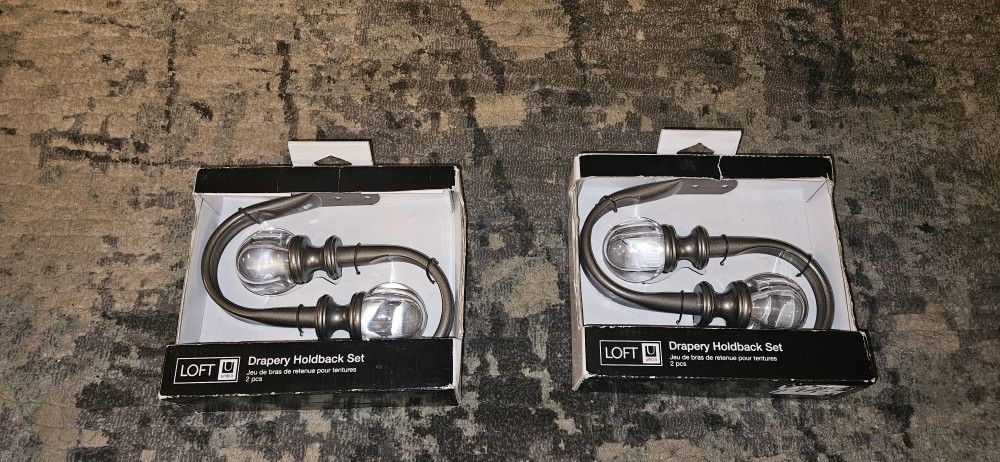 Drapery Holdback Set 2 pcs (×2) 4 TOTAL! Belle Pewter by LOFT UMBRA
