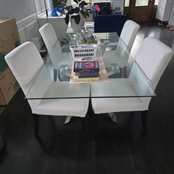 Modern Glass Dining Table With Chrome X-Base