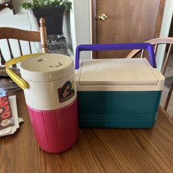 Vintage Thermos And Cooler