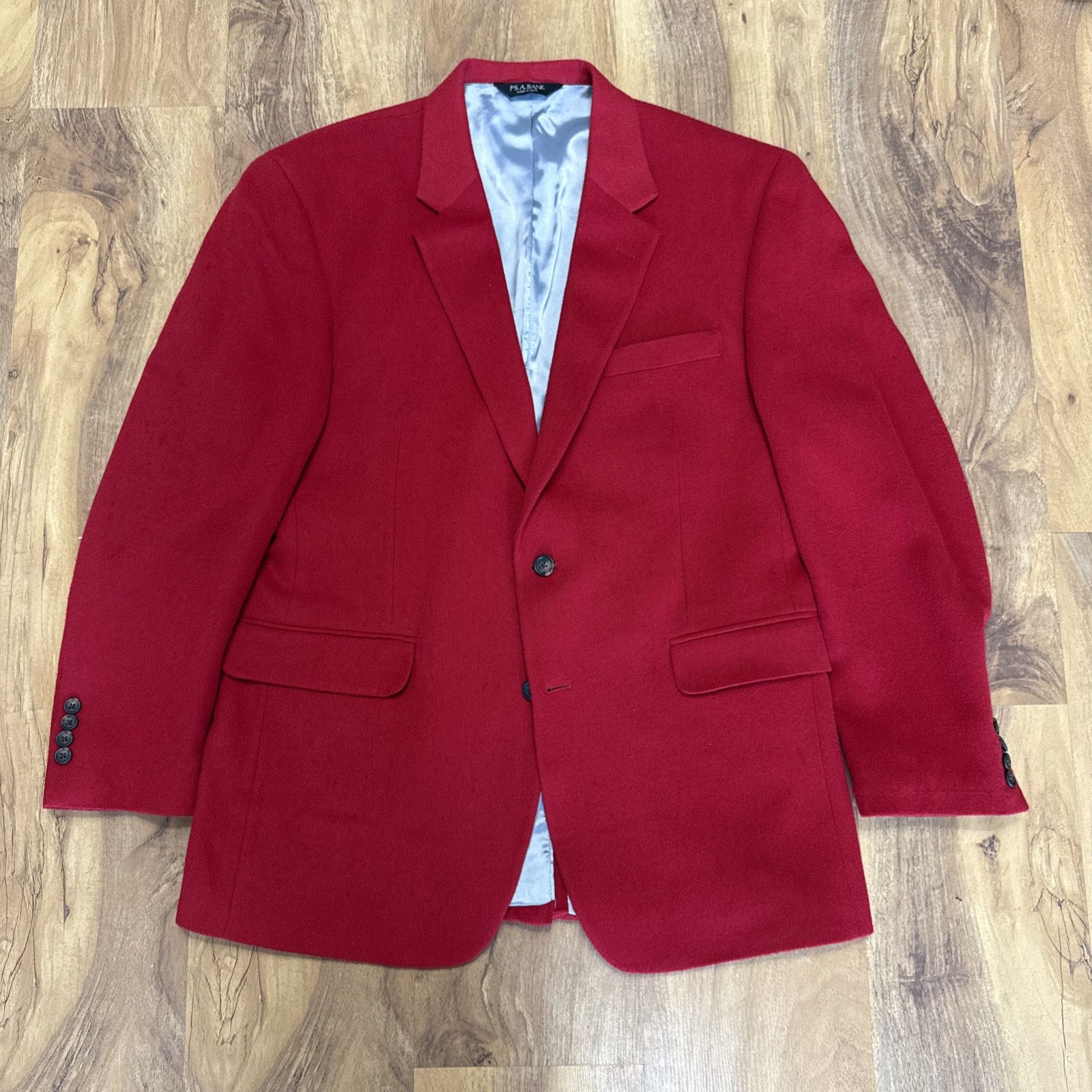 VTG Jos A Bank 100% Camel Hair Sport Coat Mens 44R RED Blazer Suit Jacket Casual