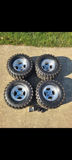 Golf Cart Tires and Rims Set of 4 - 22x11-10 Kenda Terra Trac - 10 inch Aluminum
