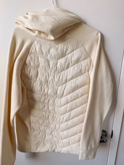 Active women’s hybrid puffer jacket, size L (Large).