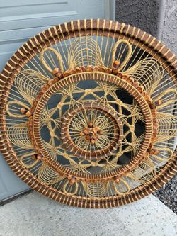Large vintage unique BoHo wall hanging 40 inches across