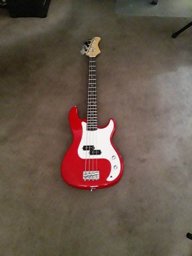 Brand New Unbranded Bass Guitar Choice Of Red, or Blue