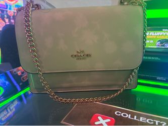 Coach green floral cross over purse